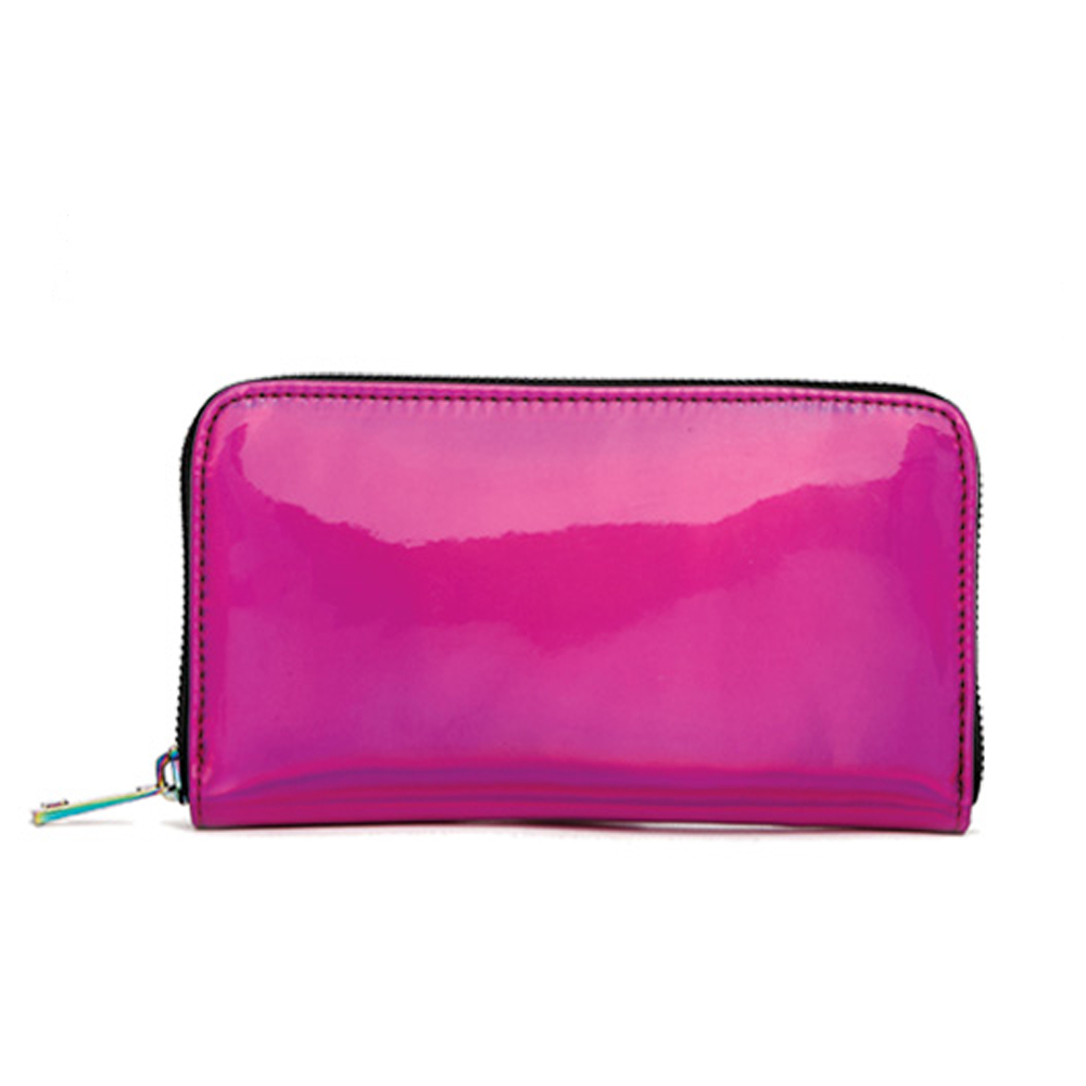 Fuch Hologram & Multiple Color Zipper Around Wallet - HAR4 300 - Click Image to Close